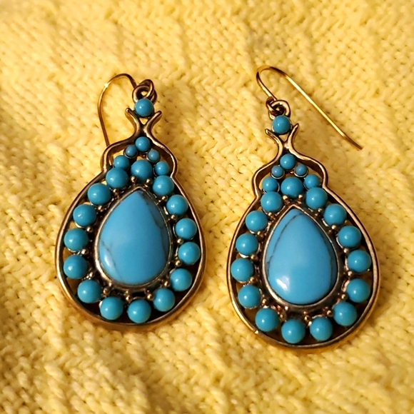 Ralph Lauren Jewelry - Ralph Lauren tear drop shape turquoise color stone and gold tone French hooks